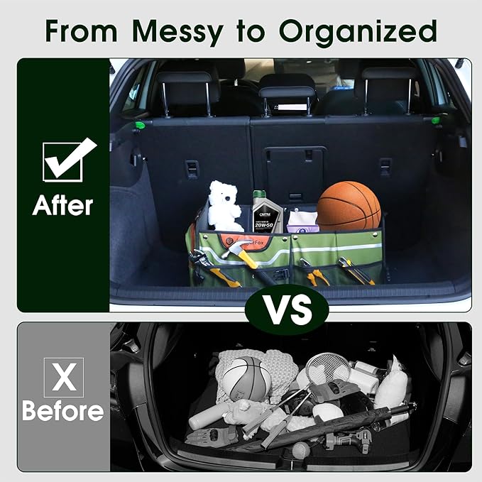 Trunk Organizer, Heavy-Duty Storage for Car & SUV, Foldable Waterproof Car Organizer with Cooler, Collapsible Multi-Compartment