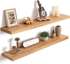 40 Inch Floating Shelves for Wall, 8"D High End Solid Hardwood Shelves for Decor Storage, Rustic Wall Shelves with Invisible 