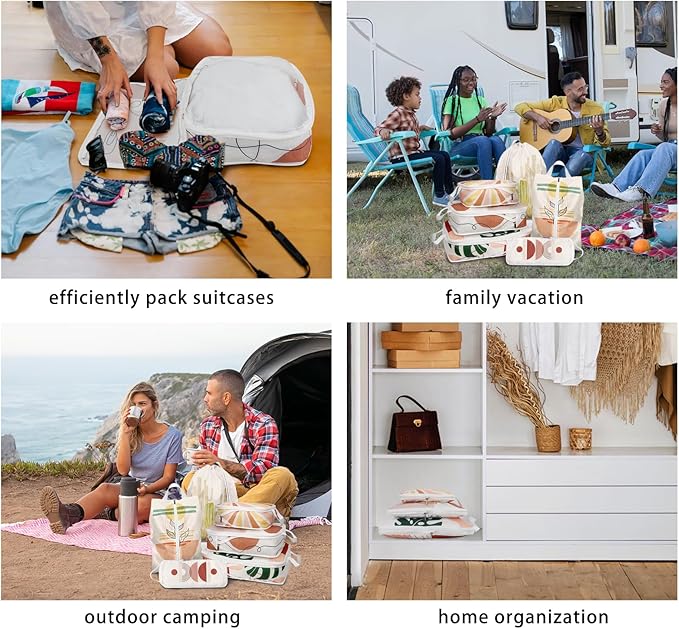 6 Pcs Compression Packing Cubes, Packing Cubes for Travel, Waterproof Luggage Organizer Bags Set, Cute Packaging Cubes for Wo