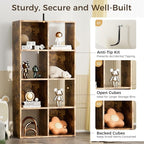 COMHOMA 8 Wood Cube Storage Organizer with Open Back and Removable Back Panels, 11In Brown Cube Storage Bookshelf, Cubicle Sh