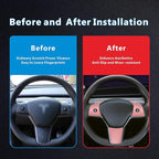 for Tesla 2017-2023 Model 3 and 2020-2024 Model Y Steering Wheel Cover Trim Interior Decoration Protection Accessories(Pink)