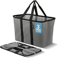 CleverMade EcoBasket 30L Collapsible Tote Basket 3 Pack – Reusable Grocery Tote That Stands Upright, Foldable Shopping Basket
