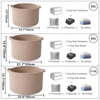 90L Large Blanket Basket,21.7"L x 21.7"W x 13.8"H Rope Woven Baskets with Handles,Brown Storage Bins,Laundry Basket Perfect f