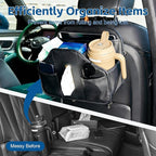 Multifunctional Car Tissue Holder,Back Seat Organizer with Cup Holder,PU Leather Car Headrest Seat Back Storage,Snack Organizers for Kids,Large Tissue Box Cover Fit Kleenex Tissues(50-230ct),2pack