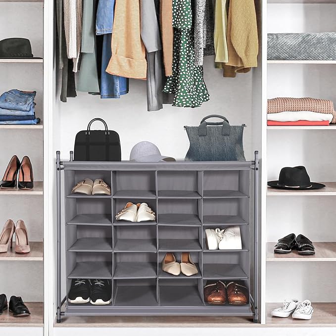 STORAGE MANIAC Stackable Shoe Cubby Organizer, Free Standing Shoe Cube Rack for Entryway, Bedroom, Apartment, Closet, 20-Cube