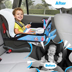 Kids Travel Tray for Toddler Carseat, Road Trip Activities Essentials for Toddler, Kids Lap Desk Tray with Tablet Holder Stand ＆ Dry Erase Board (Whale)