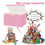 VERONLY Large Collapsible Toy Storage Box with Lid & Handles - Kids Organizer Chest for Toys, Clothes, Blankets (Pink, Nurser