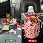 FLOCK THREE Leak-Proof Waterproof Car Trash Bag Foldable Multipurpose Trash bin Container Storage Cute Grocery Organizer for Automotive Cars SUVs and Trucks Backseat Headrest 7 Liters
