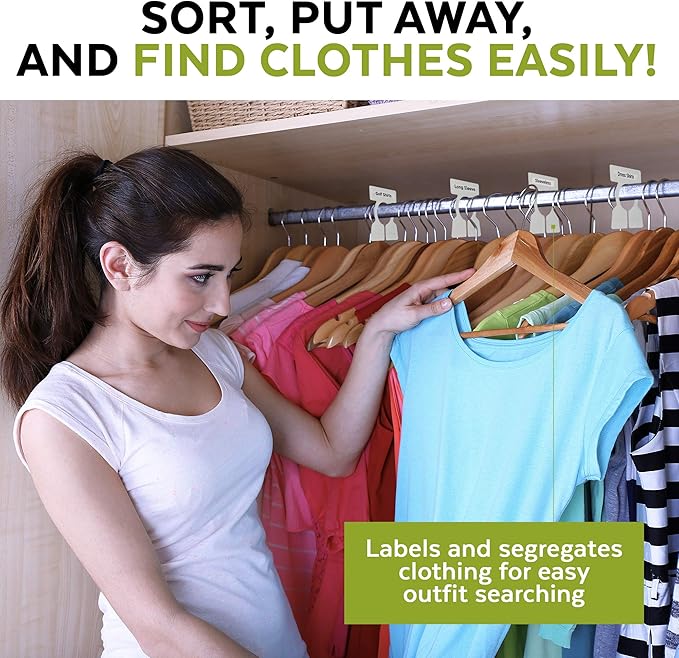 Simple Division Garment Organizers - Sort, Put Away, and Find Clothes Easily - 12 White Closet Organizers - Includes 60 Bilin