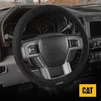 Cat® US Flag Leather Steering Wheel Cover w Metal Flag Emblem, Black Leatherette, Standard 14.5–15.5 Inch, Non Slip Comfort, Car Steering Wheel Cover for Truck SUV Auto, American Flag Car Accessories
