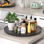 24" Oak Wooden Lazy Susan Turntable for Dining Table, Extra Large Round Lazy Susans Organizer for Kitchen Countertop Charcute