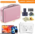 DocSafe Fireproof Document Box with Lock＆Shoulder Strap,Hard Case File Organizer with Accordion File Folder,Multi-Layer Porta