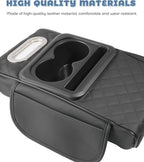 Car Armrest Storage Box,Car Accessories Console Organizers and Storage,Universal Waterproof Leather Console Cover with Cup Holder and Phone Holder,Suitable for Most Cars (Embroidered, Black)