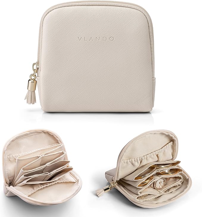 VLANDO Small Jewelry Travel Case,Jewelry Pouch Bags with Zipper,Velvet Jewelry Organizer Storage Bag for Bracelet Rings Earri
