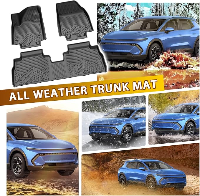 Powerty Floor Mats for 2024-2025 2026 Chevrolet Chevy Equinox EV Accessories (Non Fuel), All Weather Protection Anti-Slip and Waterproof Car Floor Liners for Equinox EV 3PCS