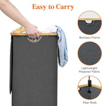 Lifewit 80L Laundry Basket with Lid, Clothes Hampers for Laundry with Bamboo Handles and 1 Removable Bag, Large Foldable Laun