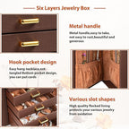 AKOZLIN Jewelry Box Organizer Functional Leather Jewelry Storage Case for Women Girls Ring Necklace Earring Bracelet Holder O