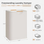 STORAGE MANIAC 3-Pack Large Laundry Hamper, 80L (21.1 Gal) Collapsible Laundry Basket with Bamboo Handles, Freestanding Water