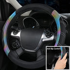 CAR PASS Leather Steering Wheel Cover and Waterproof Car Floor Mats,Microfiber Universal Car Combo Fit for 95% Sedan,SUV,Cars