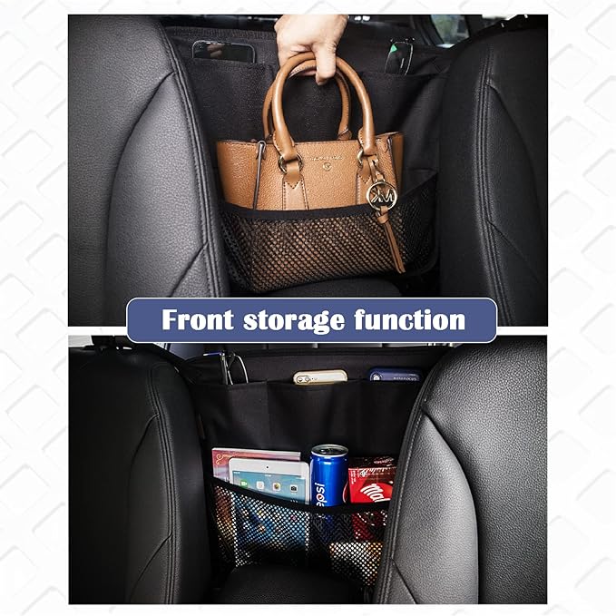 Car Accessories, Trash Bag Garbage Can, Recycle Bin for Rubbish Waster Litter, Organizer Storage Container Between Front Seats, Holder of Handbag Purse Umbrella Tissue, Pet Barrier, Black