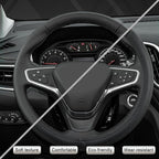 West Llama Customized Auto Car Steering Wheel Cover for Chevy 14.5-15 inches, Steering Wheel Cover for Chevrolet(Black Line-S