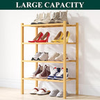 Smiry Shoe Rack, 4 Tier Small Bamboo Shoe Organizer, Stackable Free Standing Wooden Shoe Storage Shelf for Closet, Entryway, 