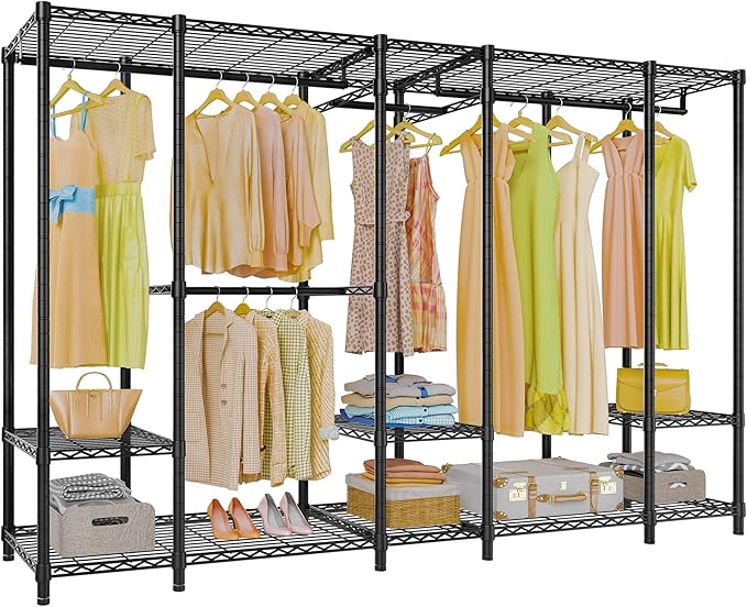 VIPEK V50 Extra Large Closet Rack Heavy Duty Garment Rack Freestanding Wardrobe with Shelves, Portable Metal Clothing Rack fo