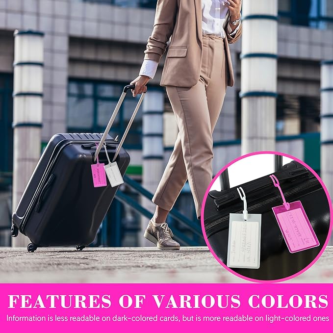 50 Pack Luggage Tags for Suitcases, Airplane Travel Essentials for Flying, International Travel Must Haves, and Luggage Acces