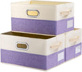 PRANDOM Large Fodable Storage Bins for Closet [3-pack] Decorative Fabric Storage Baskets Cubes with Leather/Metal Handles for