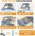 Cozy Essential Vacuum Storage Bags, 80% Compression Vacuum Seal Space Saver Plastic Packaging Bags for Clothes, Blankets, Pil