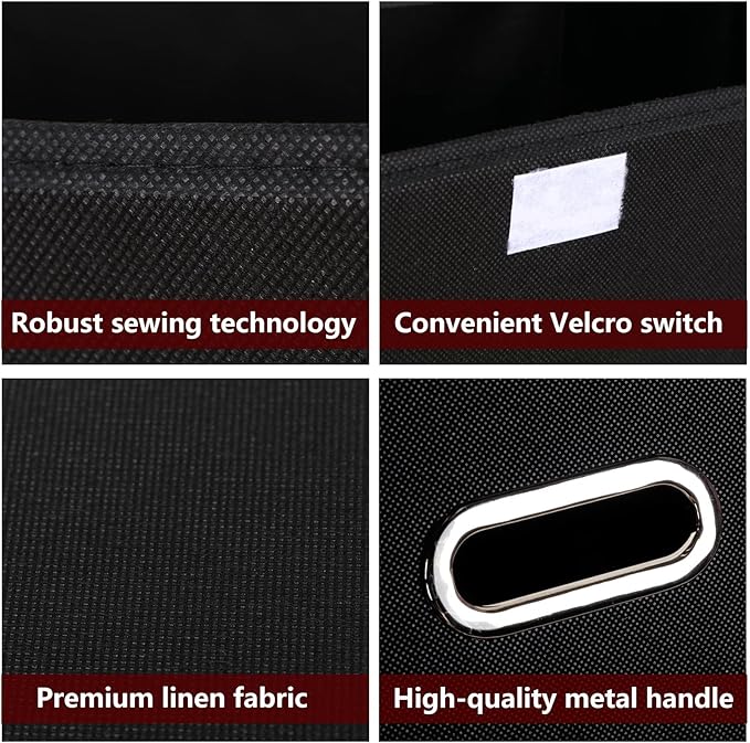 STOREONE Fabric Storage Cube Bins Foldable Organizer Container Collapsible Basket with Lids and Metal Handles, for Home, Bedr