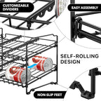 Simple Houseware 2 Tier Stackable Can Rack, Black, 2 Pack
