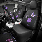 CAR PASS Universal Cloth Butterfly Car Seat Covers Full Set, Embroidered Flower Waterproof Car Floor Mats Carpet, Butterflies