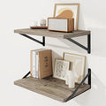 Floating Shelves, 12 Inch Deep Rustic Wood Wall Storage, 16W x 12D Wall Shelves Set of 2, Heavy Duty Metal Brackets, Large In
