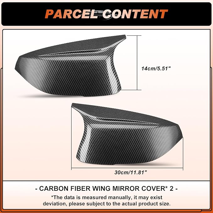 ACLONG Carbon Fiber Mirror Cover Caps Rearview Side Mirror Covers Fit for Infiniti Q50 2014-2022 Infiniti Q60 2017-2022 Left Driver Side Right Passenger Side-2 PCS