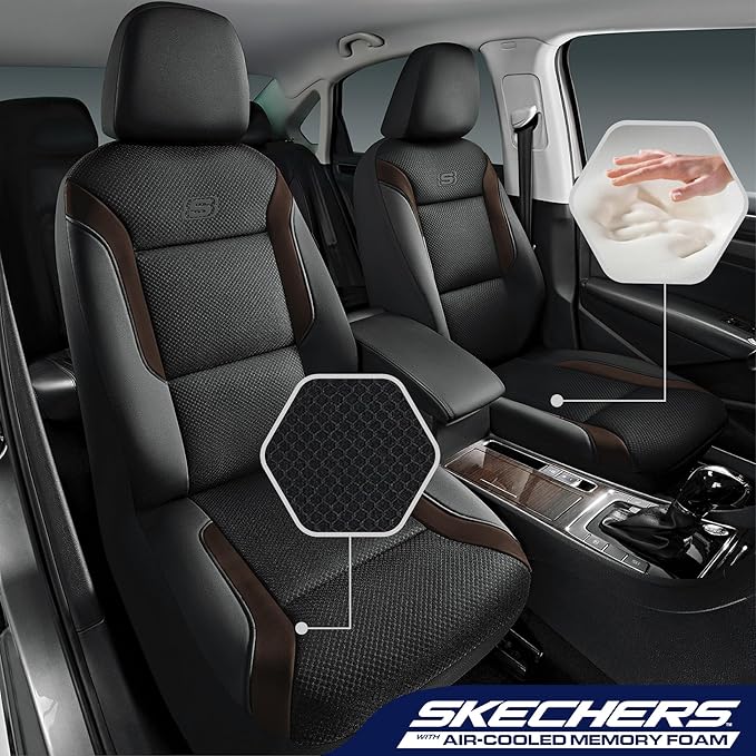 Skechers Memory Foam Car Seat Covers, Air Cool Mesh Thick Seat Covers,Car Seat Covers Front Seats Airbag Compatible, Automoti