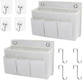 2-Pack Wall Hanging Organizer Bag/Hanging Baskets with Large Mesh Compartment & 3 Pockets，Over the Door Organizer Space Savin