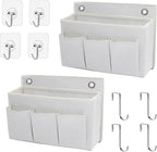 2-Pack Wall Hanging Organizer Bag/Hanging Baskets with Large Mesh Compartment & 3 Pockets，Over the Door Organizer Space Savin