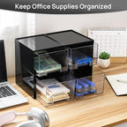 Vtopmart Black Small Stackable Storage Drawers, Cologne Organizer for Men,Plastic Containers for Vanity, Dresser,Office Desk,