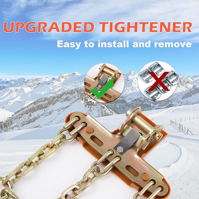 Snow Chains for SUV Car Pickup Trucks RV, Universal Adjustable Emergency Portable Snow Tire Chains, Applicable Tire Width 215