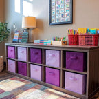 Karenhi 11" x 10.5" x 10.5" Purple Storage Cube, 6 Pack Fabric Cube Storage Bins Organizer Box, Collapsible Baskets with Hand