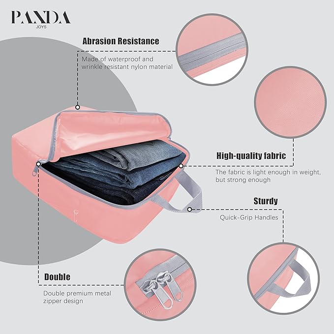 PANDA JOYS 4 Set Compression Packing Cubes Travel - Travel Accessories Expandable Packing Organizers for Carry On - Essential