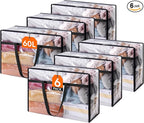 Lifewit 6 Pack Clear Clothes Storage Bags, 60L Plastic Blanket Storage Bag, Vinyl Foldable Moving Bags with Zipper, Closet Or