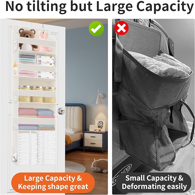 TAHAVICE 5-Tier Over The Door Organizer with 10 Mesh Pockets | Large Capacity Hanging Closet Storage for Baby Diapers, Toys, 