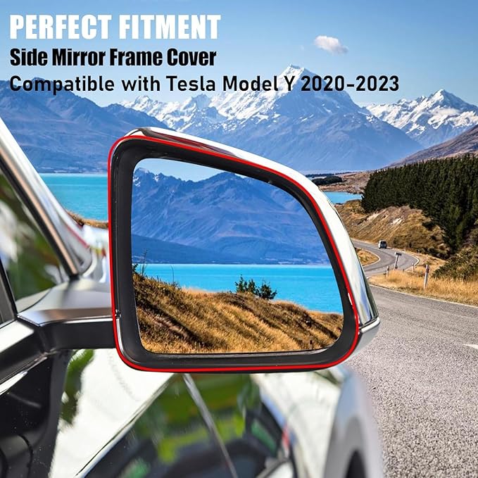 Jaronx Compatible with Tesla Model Y Side Mirror Cover Housing 2018-2025, Right Passenger Side Door Wing Rearview Mirror Frame Cover Compatible with Tesla Model Y Accessories