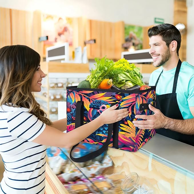 Reusable Grocery Bag, Foldable Large Shopping Tote Bag for Groceries Kitchen Picnic Car Trunk