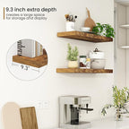 Fun Memories 32Inch Floating Shelves, 9.3Inch Deep Rustic Wall Shelves - Extra Deeper & Thicker Wall Mounted Storage Shelf fo