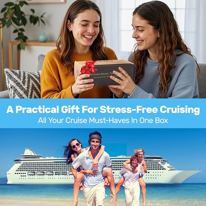 Cruise Essentials 2026 - Cruise Must Haves Kit with Non-Surge Protector Power Strip, Lanyard with ID Holder, Magnetic Hooks, 