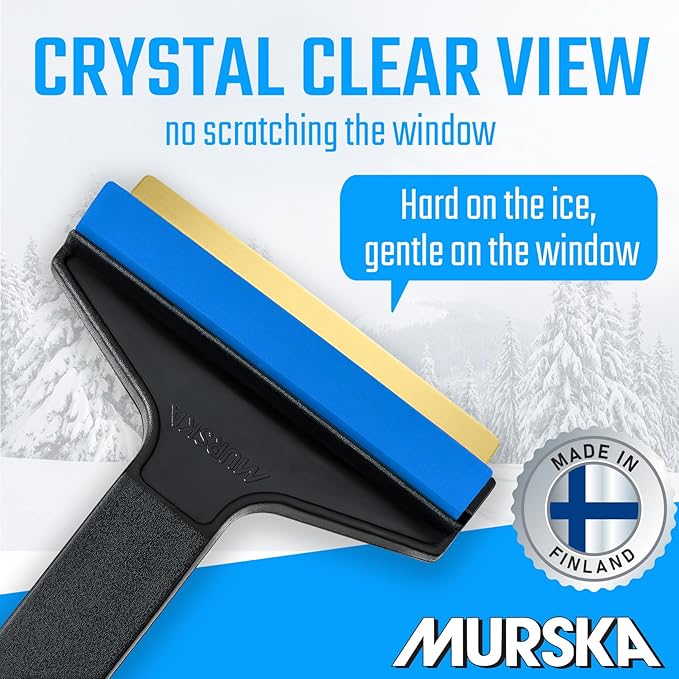 Car Ice Scraper Brass Blade - Fast, Effortless, efficient & Easy - Brass Ice Scrapers for Car Windshield Ice Scraper - Brass Ice Scraper for Car - Original Murska from Europe - for Winter A053
