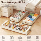 Yecaye Under Bed Storage with Wheels 2 Pack, 85L Extra Large Under Bed Storage Containers with Metal Frame & Clear Lid, Rolli